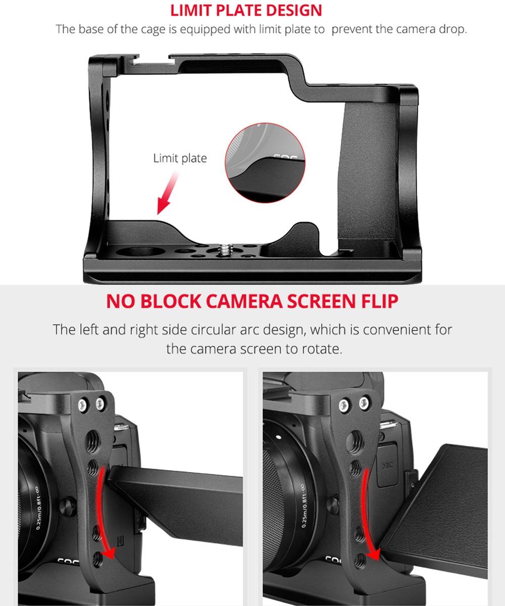 Video Camera Cage Stabilizer For Canon Eos M50 - Black