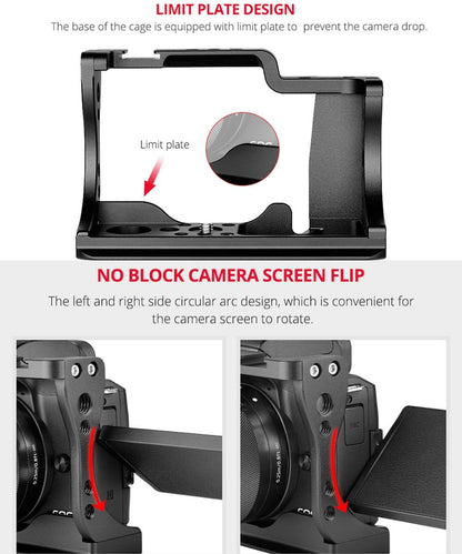 Video Camera Cage Stabilizer For Canon Eos M50 - Black