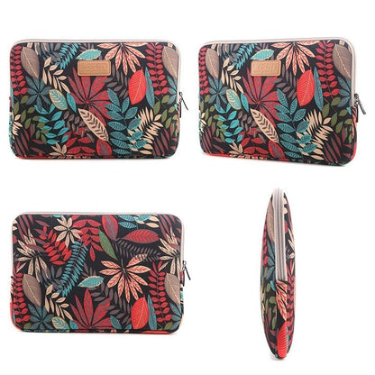 Colourful Leaves Sleeve Case Briefcase with Zipper - Black