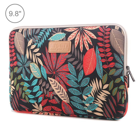 Sleeve Case Colourful Leaves Zipper Briefcase Carrying Bag - Black