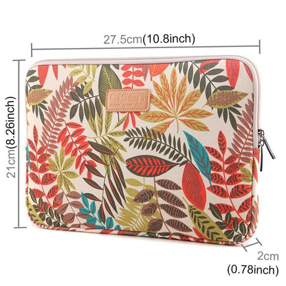 Sleeve Case Colourful Leaves Zipper Briefcase Carrying Bag - Black