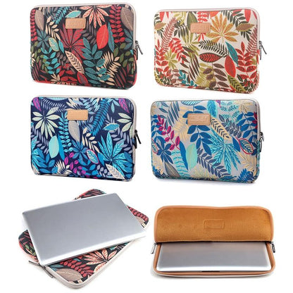 Colourful Leaves Sleeve Case for Macbook Samsung Sony Dell Alienware Chuwi Asus Hp Laptops - Black