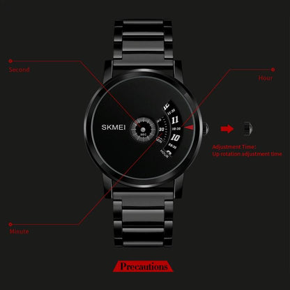 Stylish 30m Waterproof Quartz Watch with Stainless Steel Band - Silver + Black