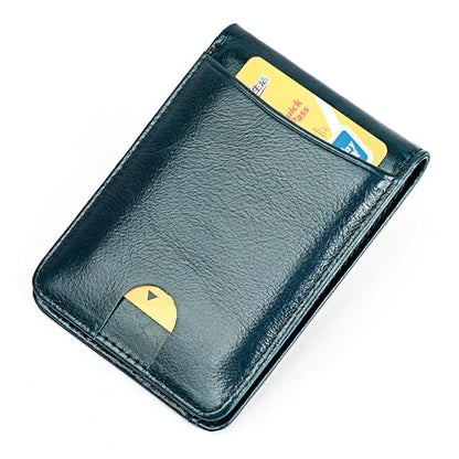 Leather Rfid Billfold Wallet - Mini Size - Yellowish-Brown