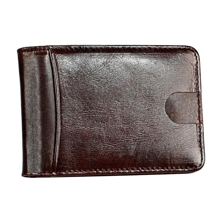 Leather Rfid Billfold Wallet - Mini Size - Yellowish-Brown