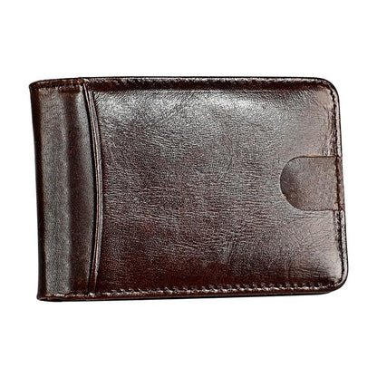 Leather Rfid Billfold Wallet - Mini Size - Yellowish-Brown