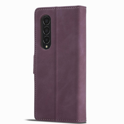 Leather Dual Side Buckle Phone Cover for Samsung Galaxy z Fold 4 - Wine Red