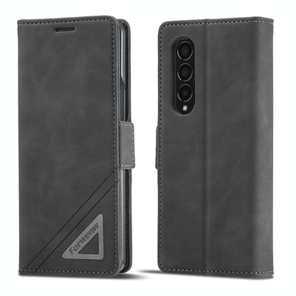 Leather Dual Side Buckle Phone Cover for Samsung Galaxy z Fold 4 - Wine Red