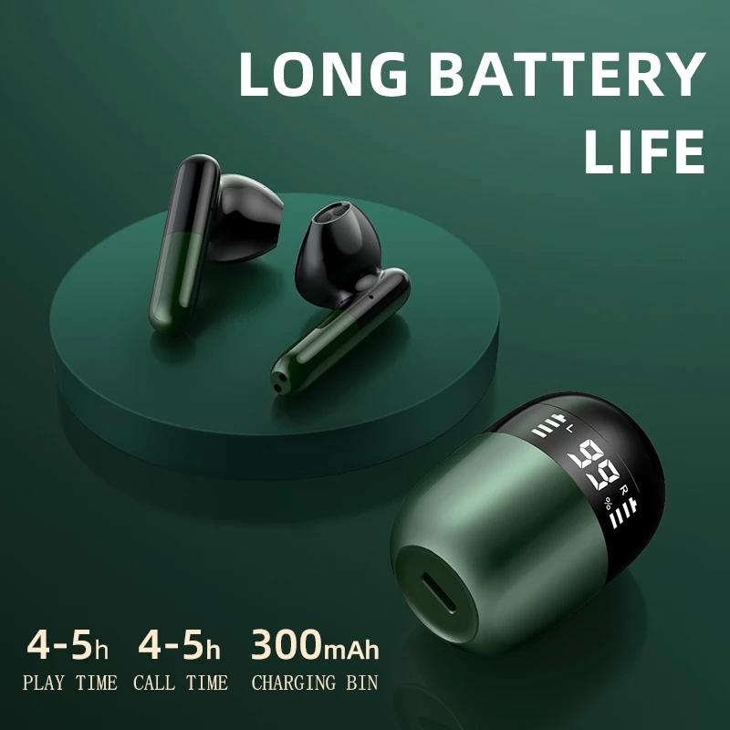 Wireless Bluetooth Earphones with Led Display and Hifi Sound for Sports - Red