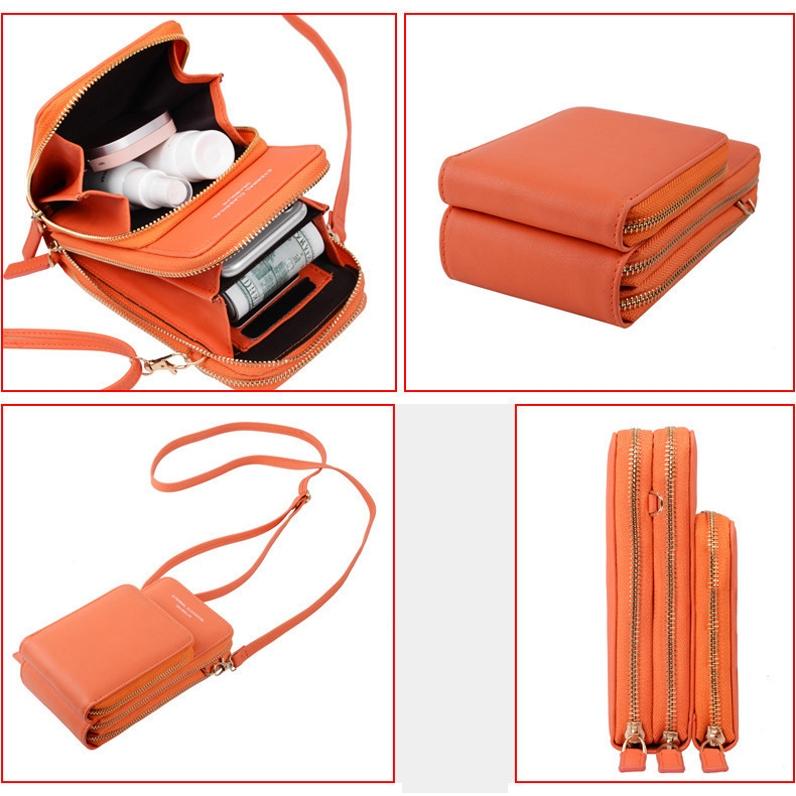 Women Pu Mobile Phone Shoulder Bag Large Capacity - Purple