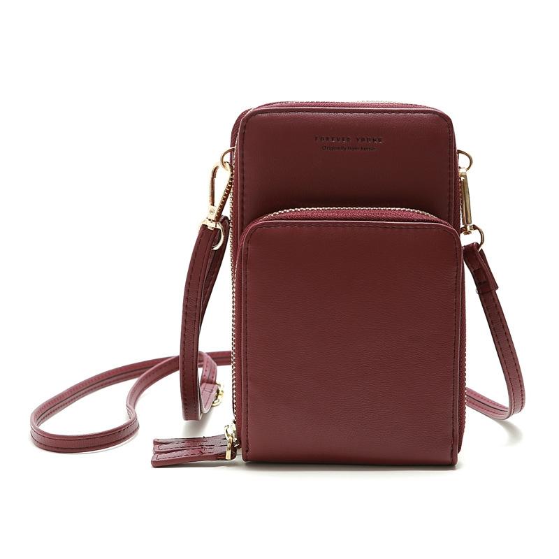 Women Pu Mobile Phone Shoulder Bag Large Capacity - Purple