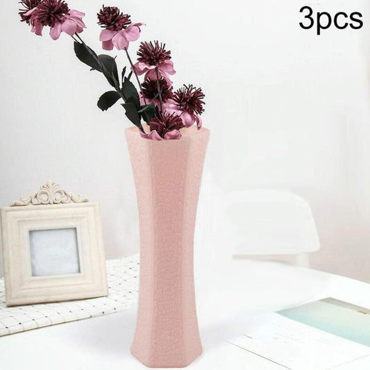 3-Piece Plastic Hydroponic Vase Set For Creative Home Decor - Pink