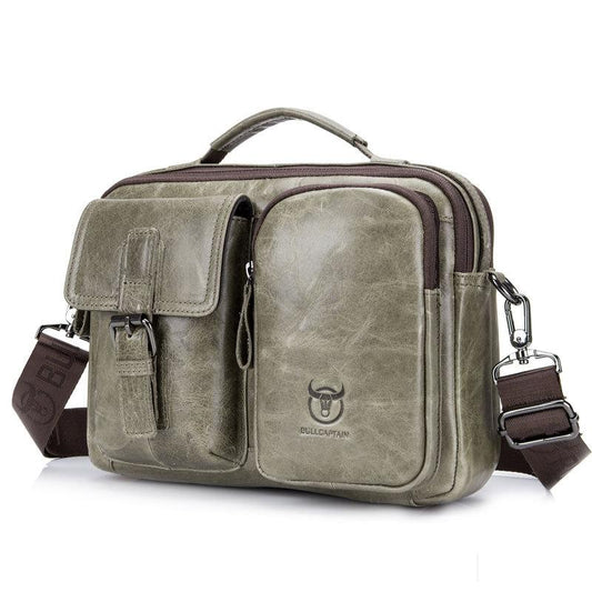 Retro Leather Men Shoulder Bag - Beige
