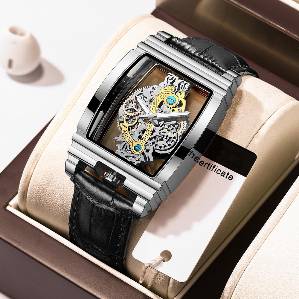 Waterproof Luminous Business Watch for Men - Gear Hollow Outdoor - Black Steel Steel Strap