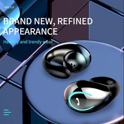 Ultra-light Wireless Earphone with Mic - Bluetooth 5.0 - Ear Clip - Stereo - Black