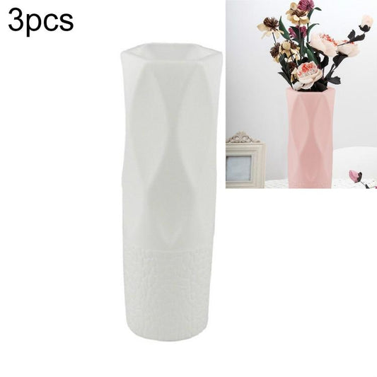 3-Piece Plastic Vase Set For Dry And Wet Flower Arrangements And Floral Decor - White