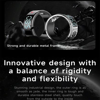 Smart Ring Size 8 Hand Gestures Control Health Monitoring Sports Modes - Silver