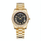Men Quartz Watch With Diamond-Encrusted Roman Numeral Dial