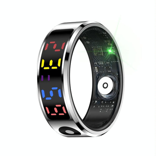 Smart Ring Heart Rate Blood Oxygen Sleep Sports Size 9 - Silver