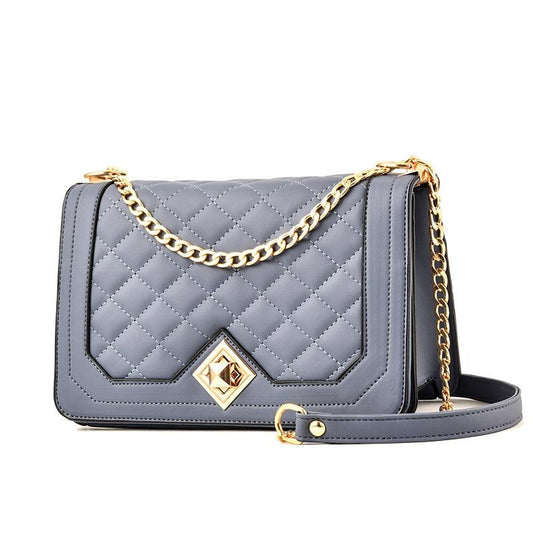 Chic One Shoulder Chain Bag With Diagonal Rhombus Design - Light Grey