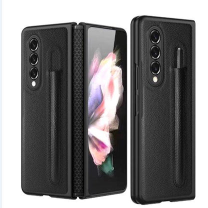 For Samsung Galaxy Z Fold4 5G Litchi Texture Hinge Case - Brown