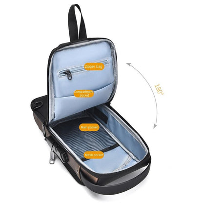 Waterproof Usb Crossbody Backpack For Sports - Gray Gold