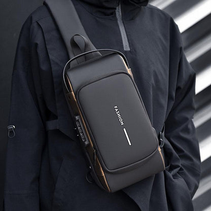 Waterproof Usb Crossbody Backpack For Sports - Gray Gold