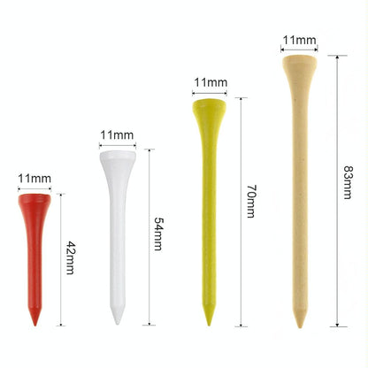 40 Wooden Golf Tees With Ball Holder - 70Mm