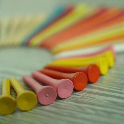 40 Wooden Golf Tees With Ball Holder - 70Mm