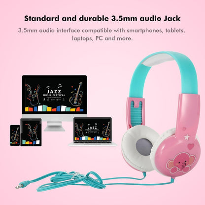 Portable Children'S Wired Headphones - Blue Red