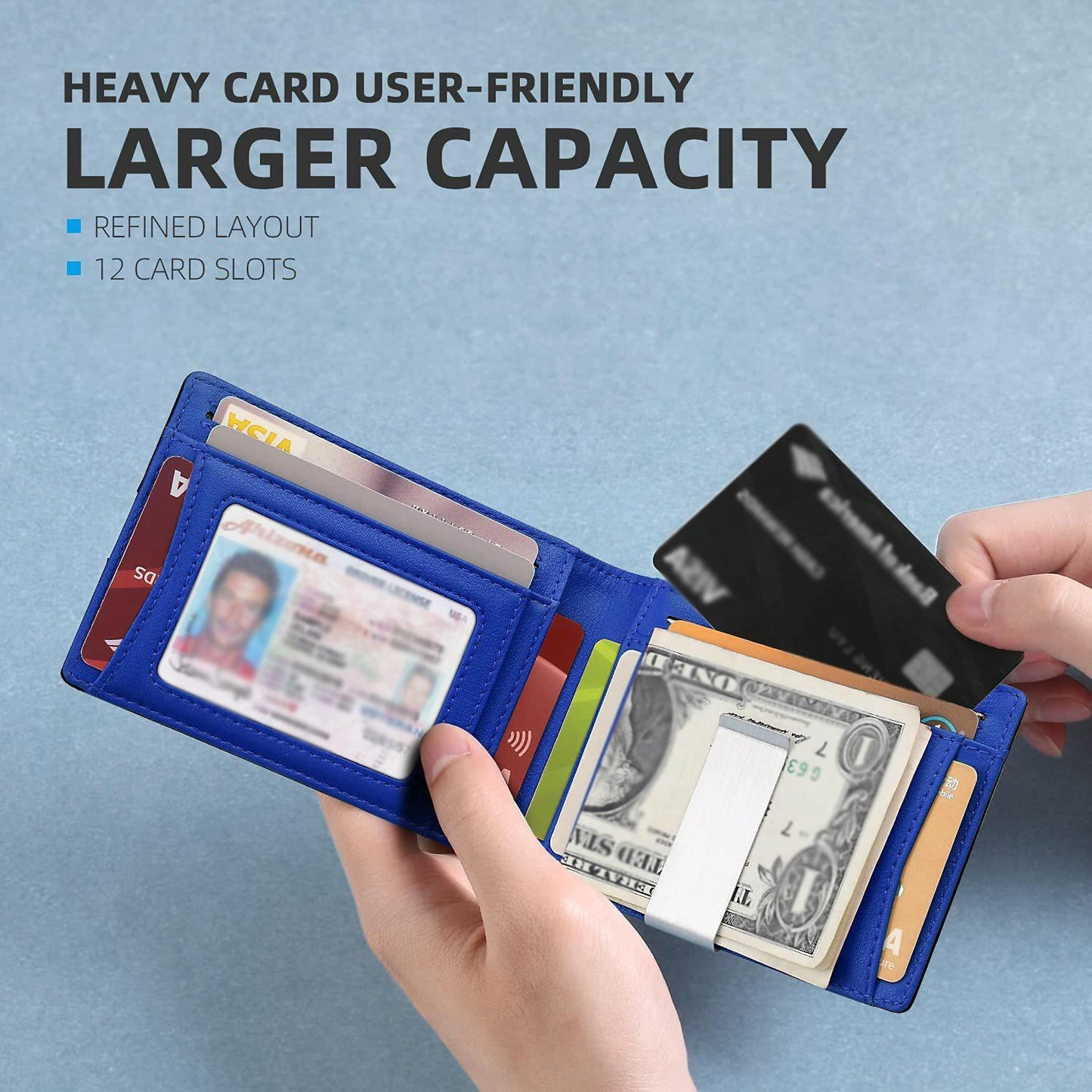 Rfid-protected Leather Credit Card Wallet - Secure & Stylish - Carbon Fiber Black Black Inside