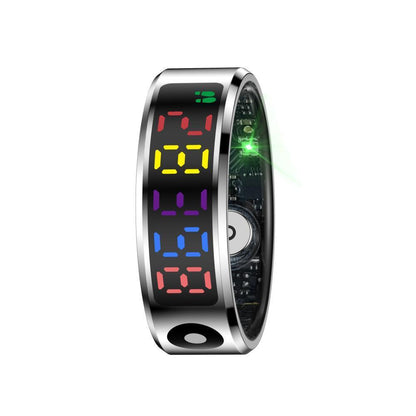 Smart Ring Heart Rate Blood Oxygen Sleep Sports Size 10 - Silver