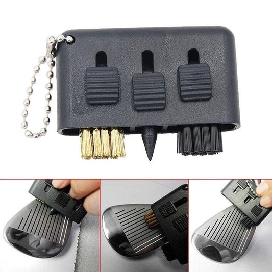 3-Piece Portable Golf Groove Cleaning Brush - Black