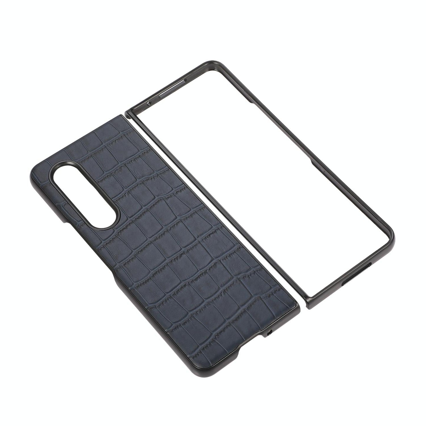 For Samsung Galaxy Z Fold4 5G Genuine Leather Crocodile Texture Phone Case - Brown