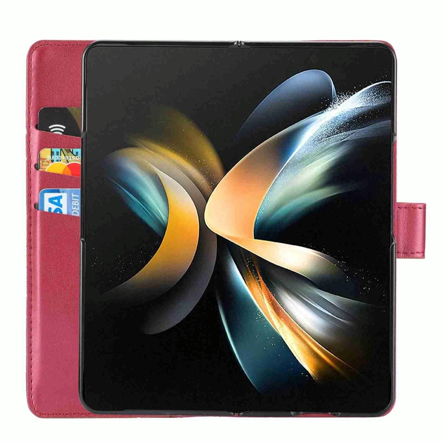 For Samsung Galaxy Z Fold4 5G Embossed Pu Leather Phone Case - Red