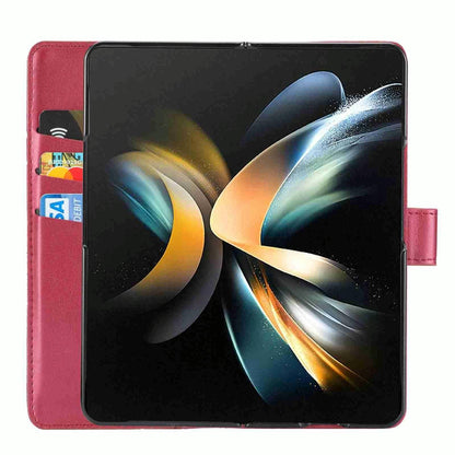 For Samsung Galaxy Z Fold4 5G Embossed Pu Leather Phone Case - Red