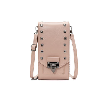 Diamond Rivet Shoulder Bag For Mobile Phones - Black