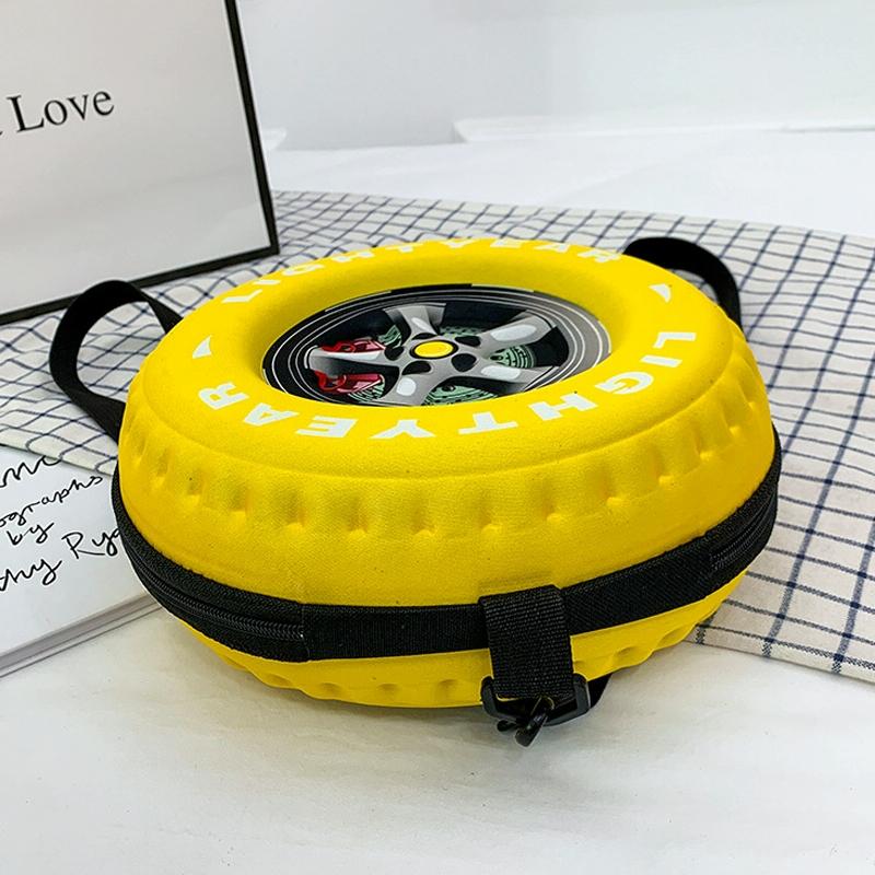 Kindergarten Shoulder Bag - Tire Shaped For Kids - Black