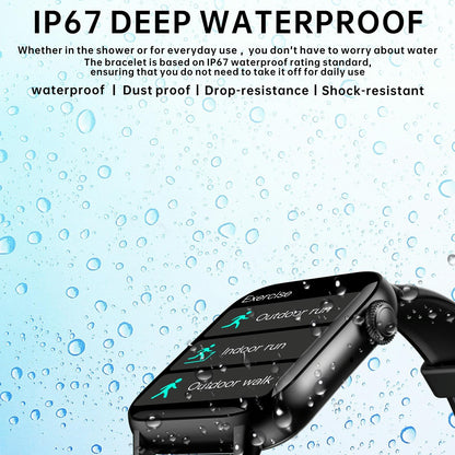 1.83 Inch Bt5.2 Smart Sport Watch Support Sleep / Heart Rate / Blood Oxygen / Temperature / Blood Pressure Health Monitor - Black + Black
