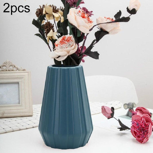 2-Piece Plastic Vase For Creative Flower Arrangements - Blue