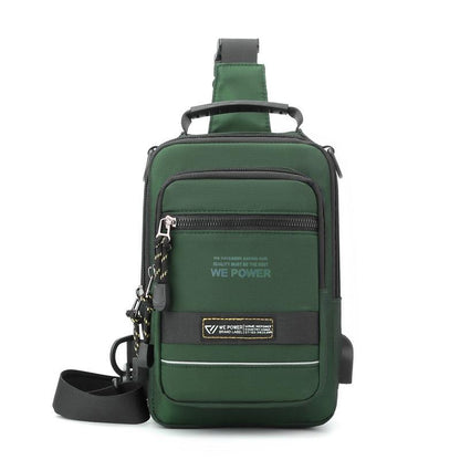 USB Chest Outdoor Shoulder Messenger Bag For Men With Charging Port - Royal Blue