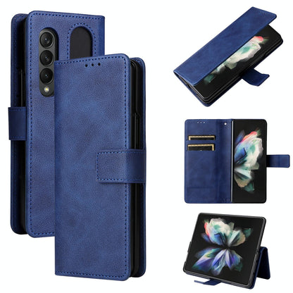 For Samsung Galaxy Z Fold4 5G Leather Flip Case With Pen Slot - Brown