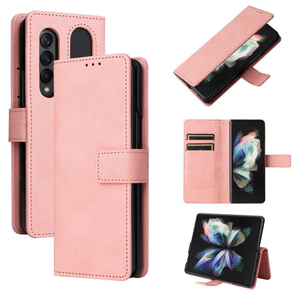 For Samsung Galaxy Z Fold4 5G Leather Flip Case With Pen Slot - Brown