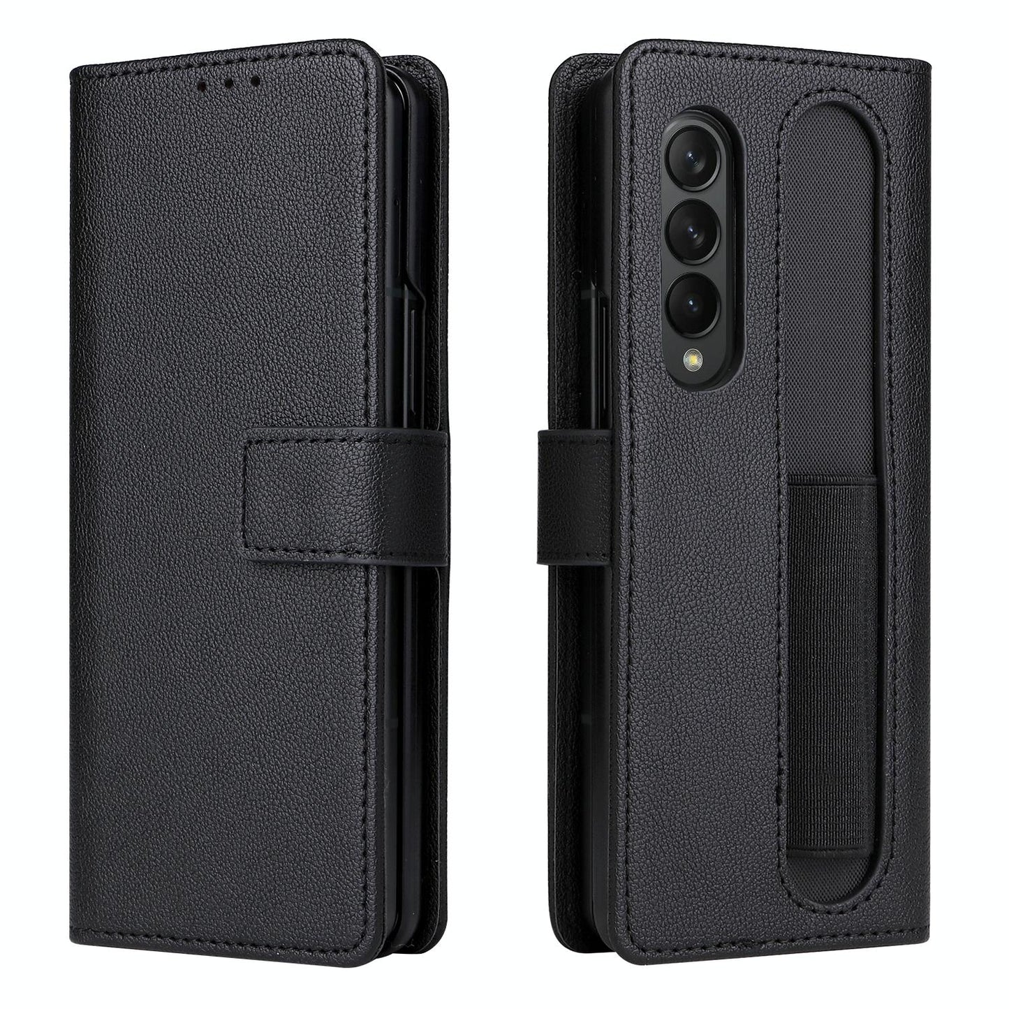 For Samsung Galaxy Z Fold4 5G Leather Flip Case With Pen Slot - Brown