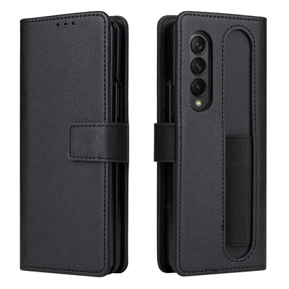 For Samsung Galaxy Z Fold4 5G Leather Flip Case With Pen Slot - Brown