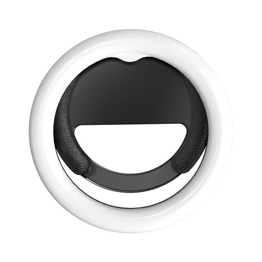 Clip-on Half-ring Fill Light for 10cm Mobile Phones - Black