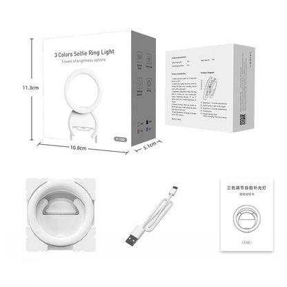 Clip-on Half-ring Fill Light for 10cm Mobile Phones - Black