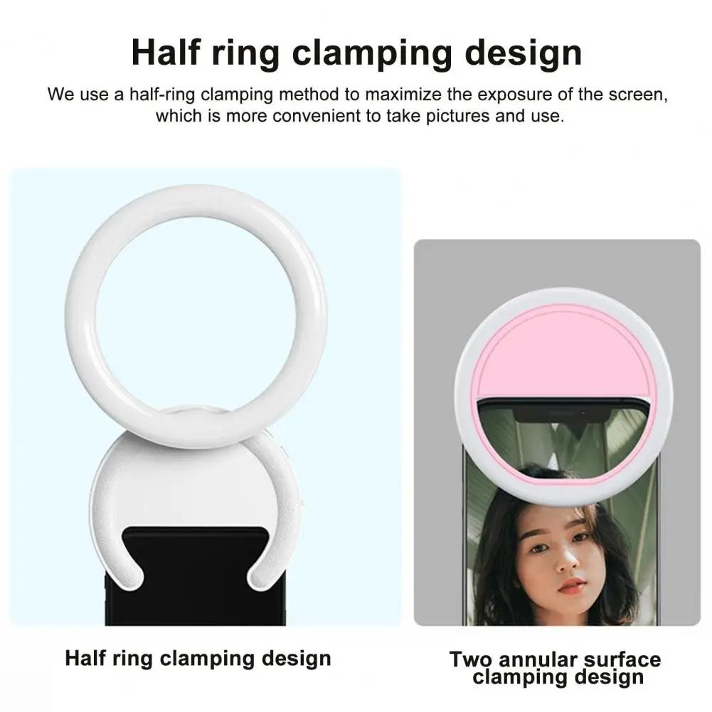 Clip-on Half-ring Fill Light for 10cm Mobile Phones - Black