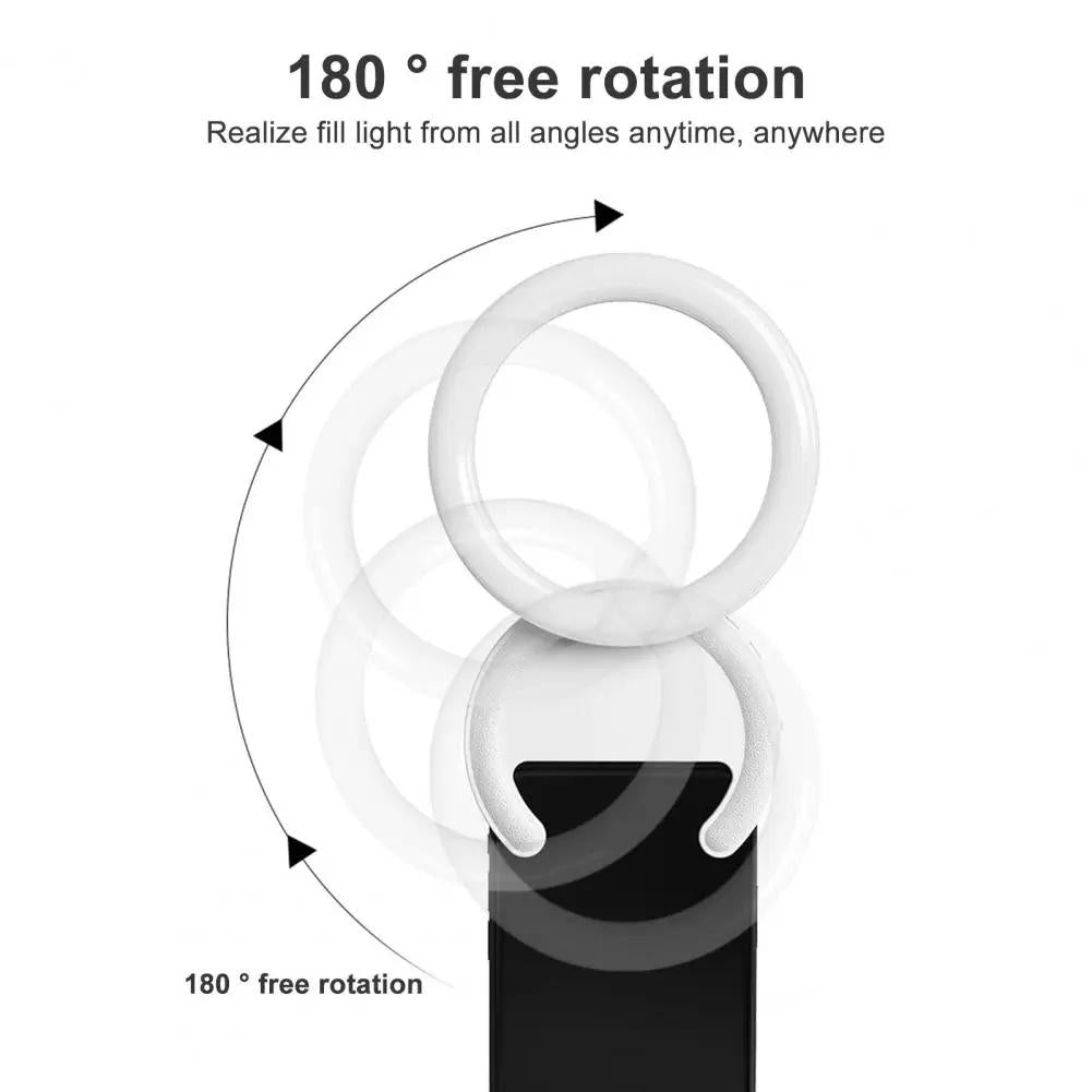 Clip-on Half-ring Fill Light for 10cm Mobile Phones - Black