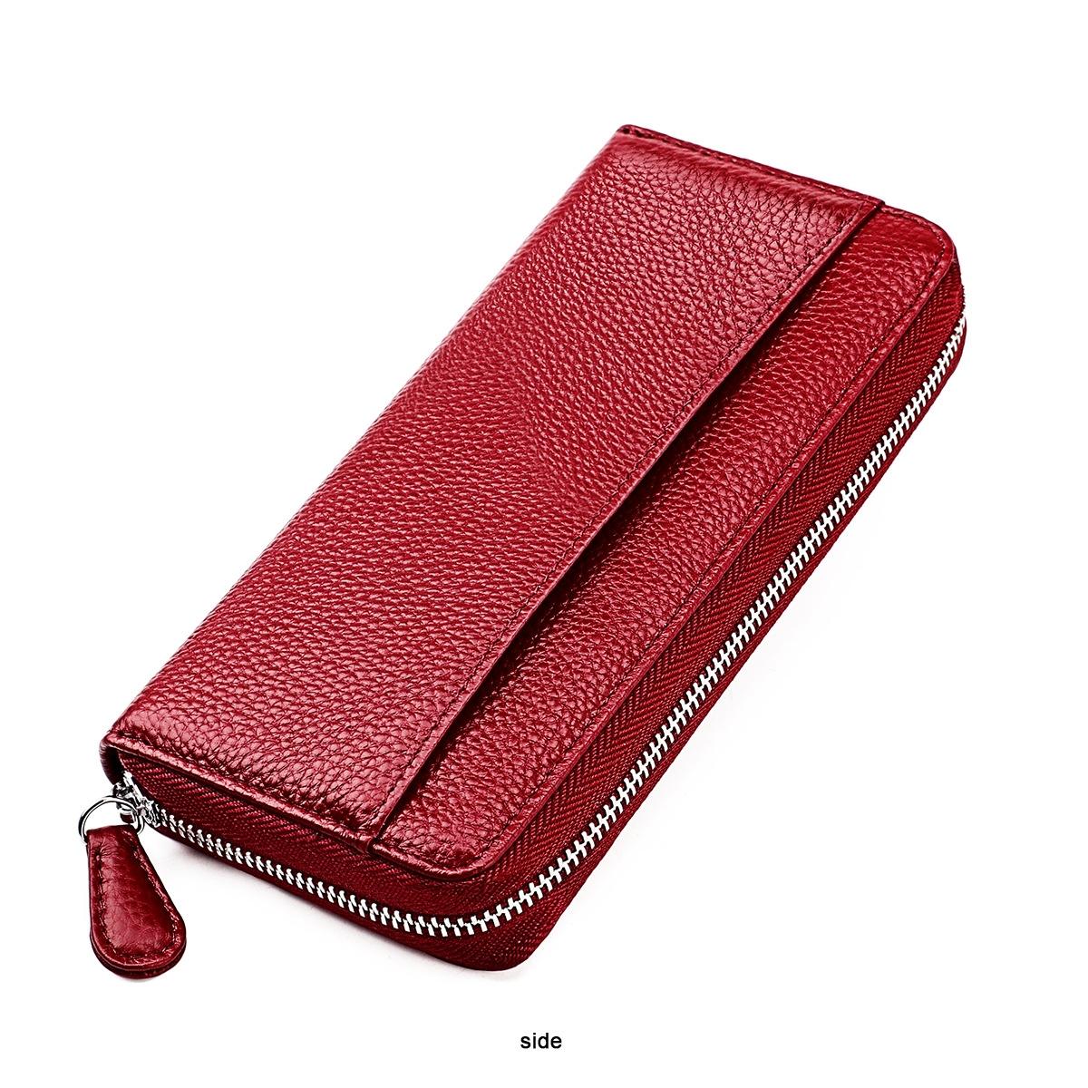 Stylish Rfid Clutch with Zipper - Lychee Texture - Purple